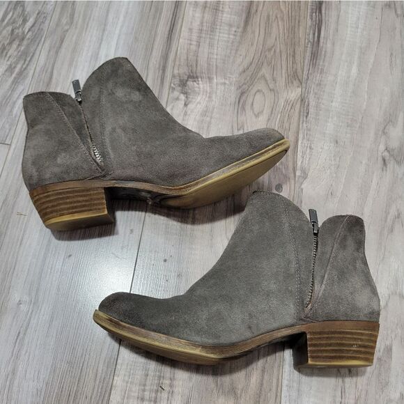 Lucky Brand | Brenon Gray Suede Distressed Ankle Bootie Hipster Chic sz 8 - Picture 3 of 11